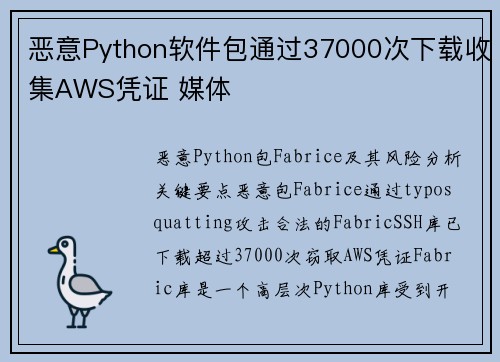 恶意Python软件包通过37000次下载收集AWS凭证 媒体